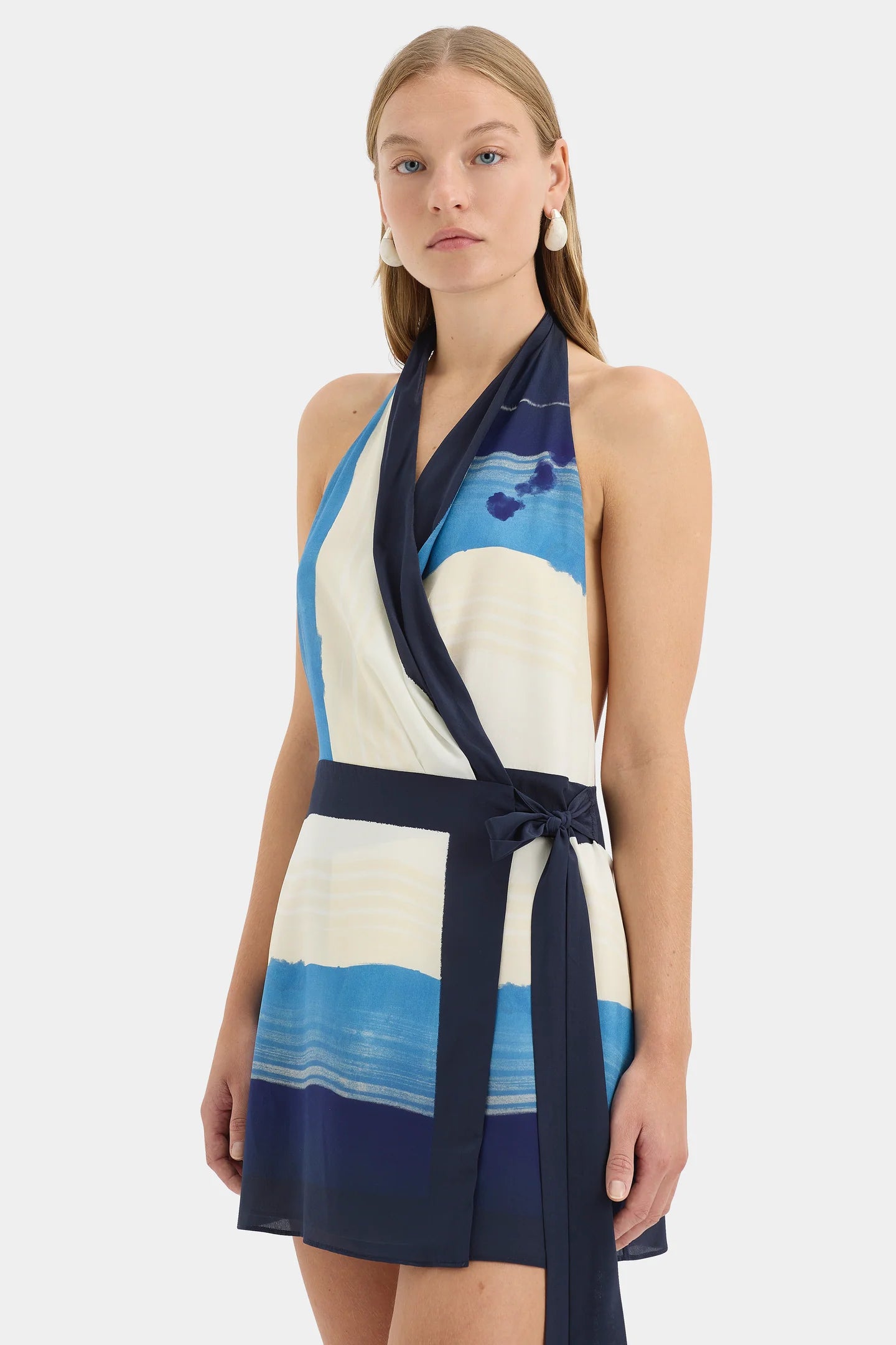 MARINER WRAP HALTER MINI DRESS